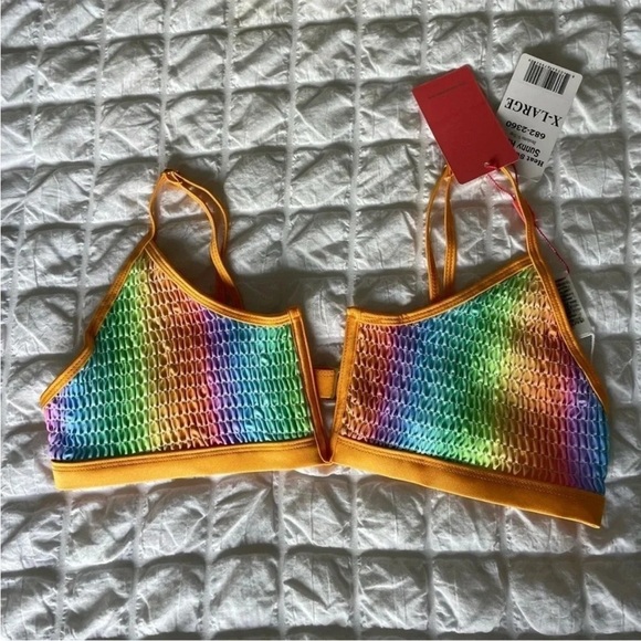 Heat Swimwear Colorful Rainbow Mesh Bikini Top - Picture 1 of 6